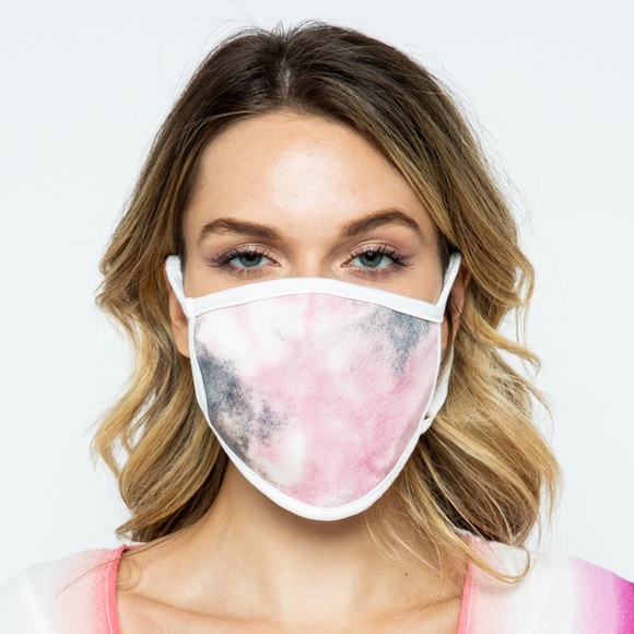 Tie-Dye Face Mask Pink Blue Tie Die Face Mask - Picture 3 of 5